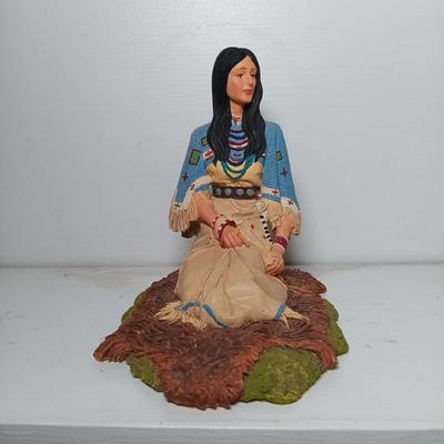 LOT 6: Set of (6) Hamilton Collection Native American Women Figurines w/ Faux Carved Horn Figurines