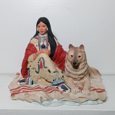 LOT 6: Set of (6) Hamilton Collection Native American Women Figurines w/ Faux Carved Horn Figurines