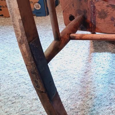 LOT 163: Antique Oak Press Back Rocker with Child's Rocker