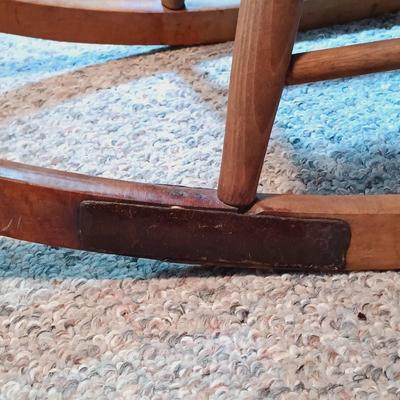 LOT 163: Antique Oak Press Back Rocker with Child's Rocker