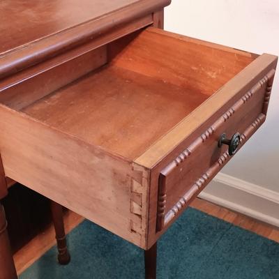 LOT 164: Vintage Cast Metal and Jadeite Lamp with Nightstand