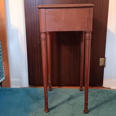 LOT 164: Vintage Cast Metal and Jadeite Lamp with Nightstand