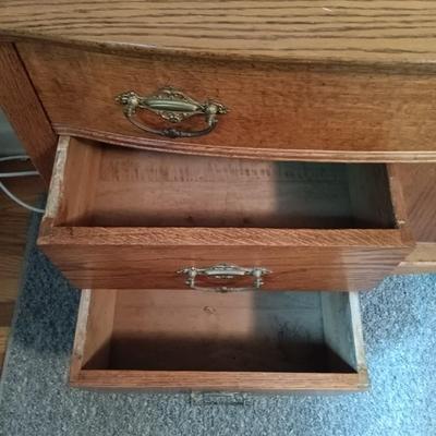 LOT 172: Vintage Oak Wash Stand on Casters