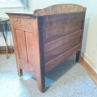LOT 172: Vintage Oak Wash Stand on Casters
