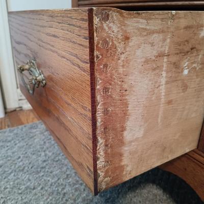LOT 172: Vintage Oak Wash Stand on Casters