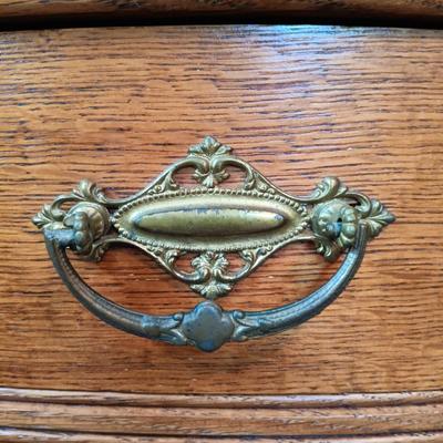 LOT 172: Vintage Oak Wash Stand on Casters