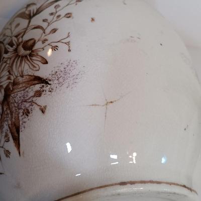 LOT 174: Vintage Floral Wash Basin and Pitcher