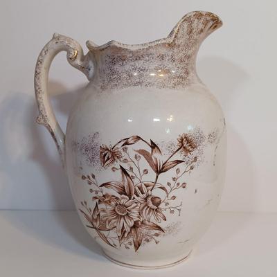 LOT 174: Vintage Floral Wash Basin and Pitcher