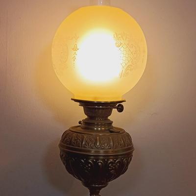LOT 175: ABCO Rayo Victorian-Style Electrified Metal Oil Lamp