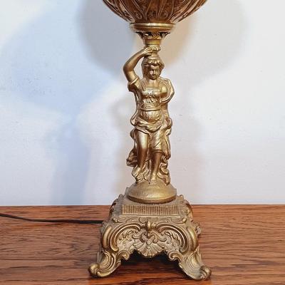 LOT 175: ABCO Rayo Victorian-Style Electrified Metal Oil Lamp