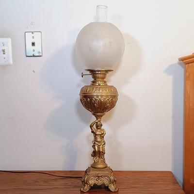 LOT 175: ABCO Rayo Victorian-Style Electrified Metal Oil Lamp