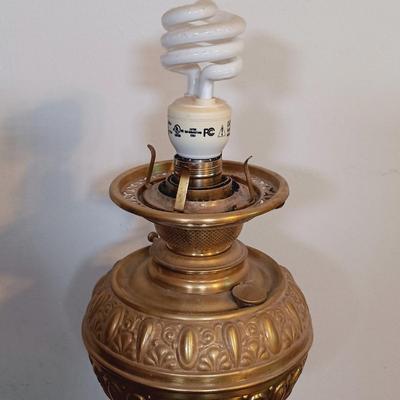 LOT 175: ABCO Rayo Victorian-Style Electrified Metal Oil Lamp