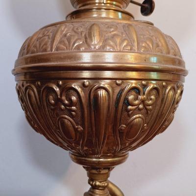 LOT 175: ABCO Rayo Victorian-Style Electrified Metal Oil Lamp