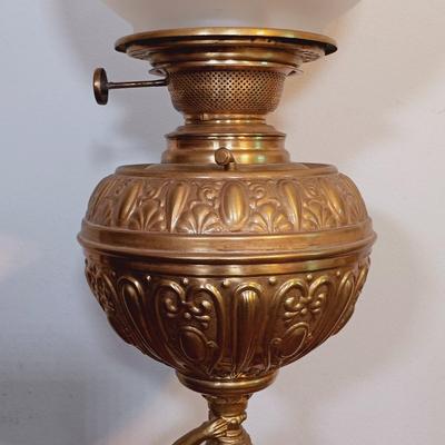 LOT 175: ABCO Rayo Victorian-Style Electrified Metal Oil Lamp