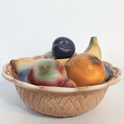 LOT 188: Shawnee Pottery Bud Vase Rooster, Hull Art Pink Magnolia Teapot & Pottery Fruit Basket Serving Bowl
