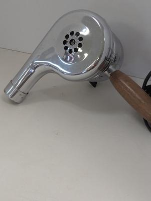 Vintage Eskimo Hair Dryer Chrome With Wood Handle Warm Air Worked! #1