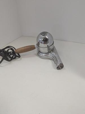 Vintage Eskimo Hair Dryer Chrome With Wood Handle Warm Air Worked! #1