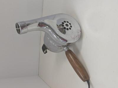 Vintage Eskimo Hair Dryer Chrome With Wood Handle Uses Oil Warmed Up #3