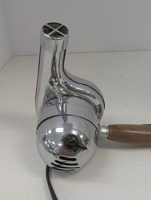 Vintage Eskimo Hair Dryer Chrome With Wood Handle Uses Oil Warmed Up #3