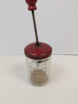 Vintage Hazel Atlas Glass Metal Nut Food Chopper Red Wood Knob