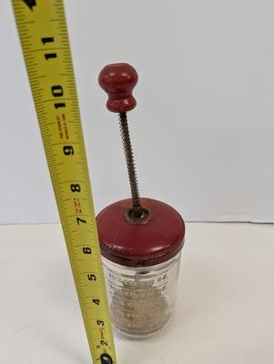 Vintage Hazel Atlas Glass Metal Nut Food Chopper Red Wood Knob