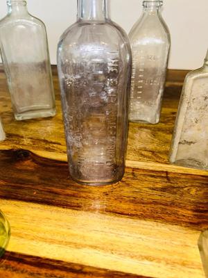 OLD APOTHECARY AND OTHER GLASS BOTTLES