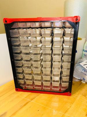 60 DRAWER ORGANIZER BIN, SMALL PENCIL BOX SIZE TOTES AND OTHER HANDY ORGANIZERS