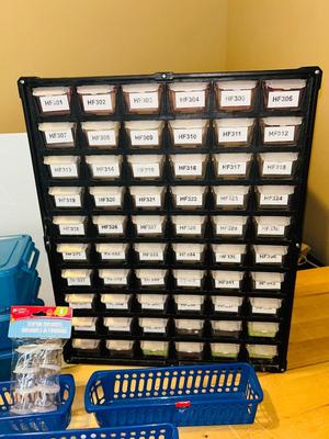 60 DRAWER ORGANIZER BIN, SMALL PENCIL BOX SIZE TOTES AND OTHER HANDY ORGANIZERS