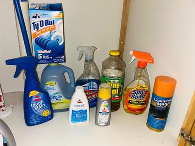 BISSEL CARPET STAIN REMOVERS, PINE-SOL, AND OTHER CLEANING SUPPLIES