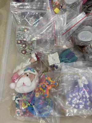 Assortment of polymer clay items in process and completed