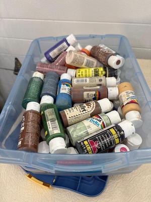 Tote of assorted crafting paint