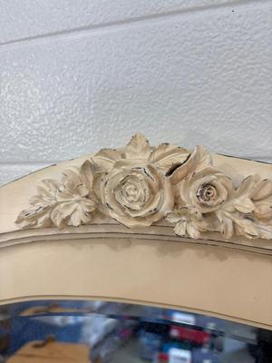 Painted cream mirror with shelf