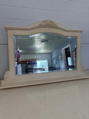 Painted cream mirror with shelf