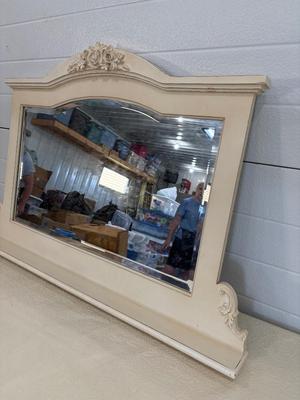 Painted cream mirror with shelf
