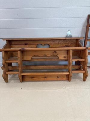 Three display shelving units