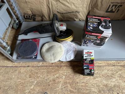 6" COMPACT PALM POLISHER, DRILL MASTER POLISHER, FOAM PADS AND TURTLE WAX