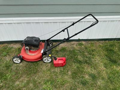 MTD LAWN MOWER, GAS CAN AND GARDEN HOSES