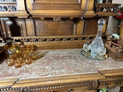 Sale Photo Thumbnail #13: French Carved Server, Server Etageres. The wood is Walnut. It’s from France, Hunters Style. Measurements are on the pictures.
But it now for $3,000.