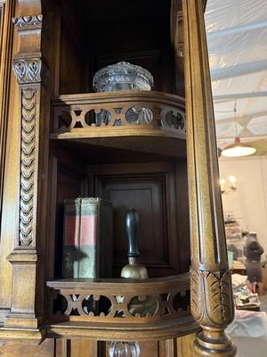 Sale Photo Thumbnail #16: French Carved Server, Server Etageres. The wood is Walnut. It’s from France, Hunters Style. Measurements are on the pictures.
But it now for $3,000.