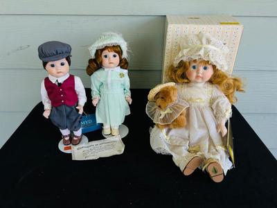 MYD PORCELAIN DOLL W/CERTIFICATE AND SEYMOUR MANN DOLL