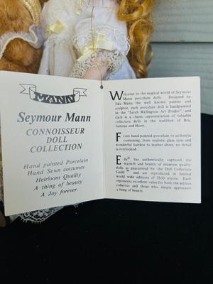 MYD PORCELAIN DOLL W/CERTIFICATE AND SEYMOUR MANN DOLL