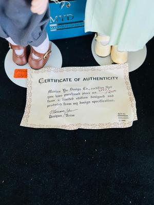 MYD PORCELAIN DOLL W/CERTIFICATE AND SEYMOUR MANN DOLL