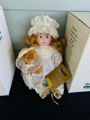 MYD PORCELAIN DOLL W/CERTIFICATE AND SEYMOUR MANN DOLL