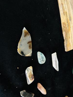 WIND CHIMES, MARBLE EGGS, POLISHED ROCKS AND PATIO WALL ART