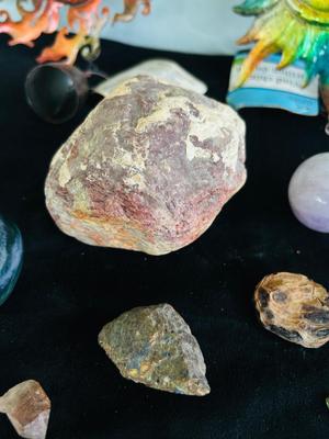 WIND CHIMES, MARBLE EGGS, POLISHED ROCKS AND PATIO WALL ART
