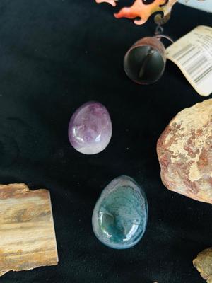 WIND CHIMES, MARBLE EGGS, POLISHED ROCKS AND PATIO WALL ART