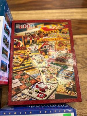 MONOPOLY MILLENNIUM ADDITION, DOUBLE 15 JUMBO DOMINOES, AND PUZZLES