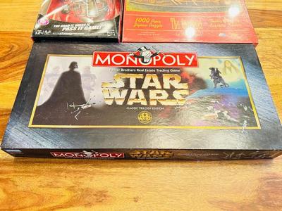 SCRABBLE ELECTRONIC CATCHPHRASE, STAR WARS MONOPOLY, AND PUZZLE