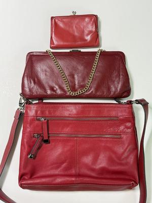 LOT 64L: Red Tignanello Bag, Evening Clutch & Wallet
