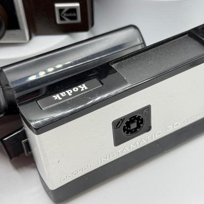 LOT 75D: Vintage Kodak Instamatic Film Cameras: 300, X-15F & Pocket 30 w/ Strobe A Electronic Flash
